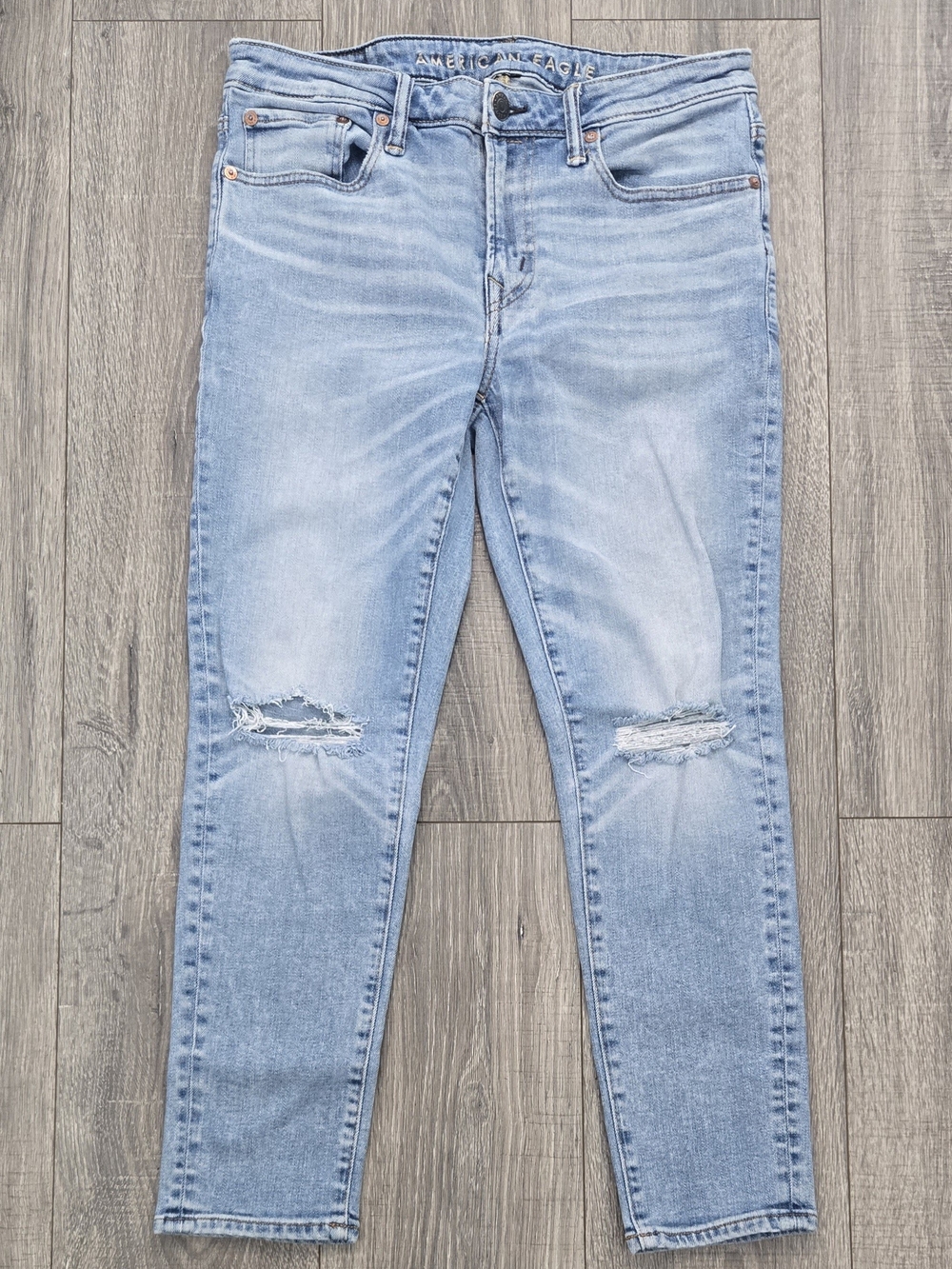 American Eagle Women’s Distressed Skinny Jeans Light Wash W32 #559